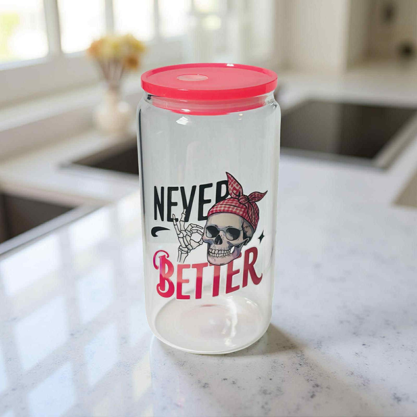 Never Better- Clear Hot Pink Lid