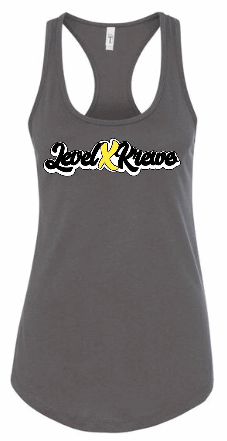 Racer Back Tank- Dark Grey Style 1 (White)