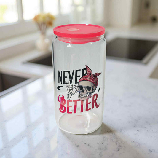 Never Better- Clear Hot Pink Lid