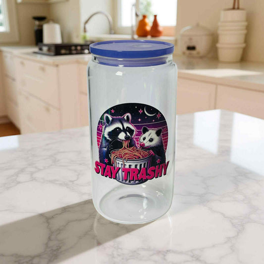 Stay Trashy- Clear Purple Lid