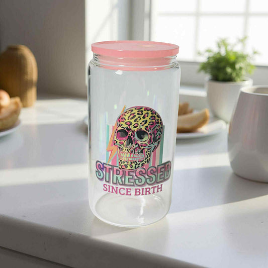 Stressed- Clear Light Pink Lid