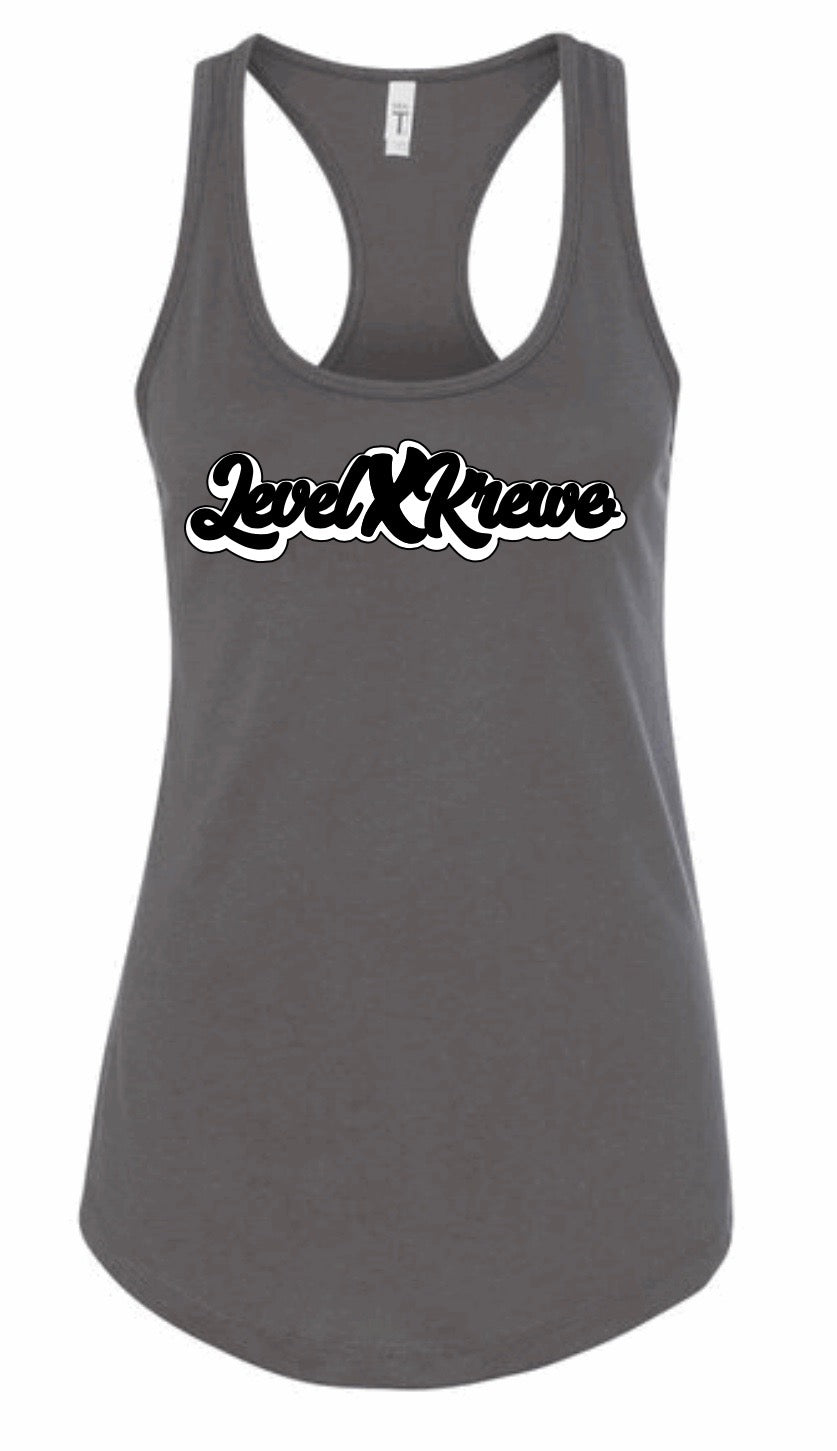 Racer Back Tank- Dark Grey Style 1 (White)