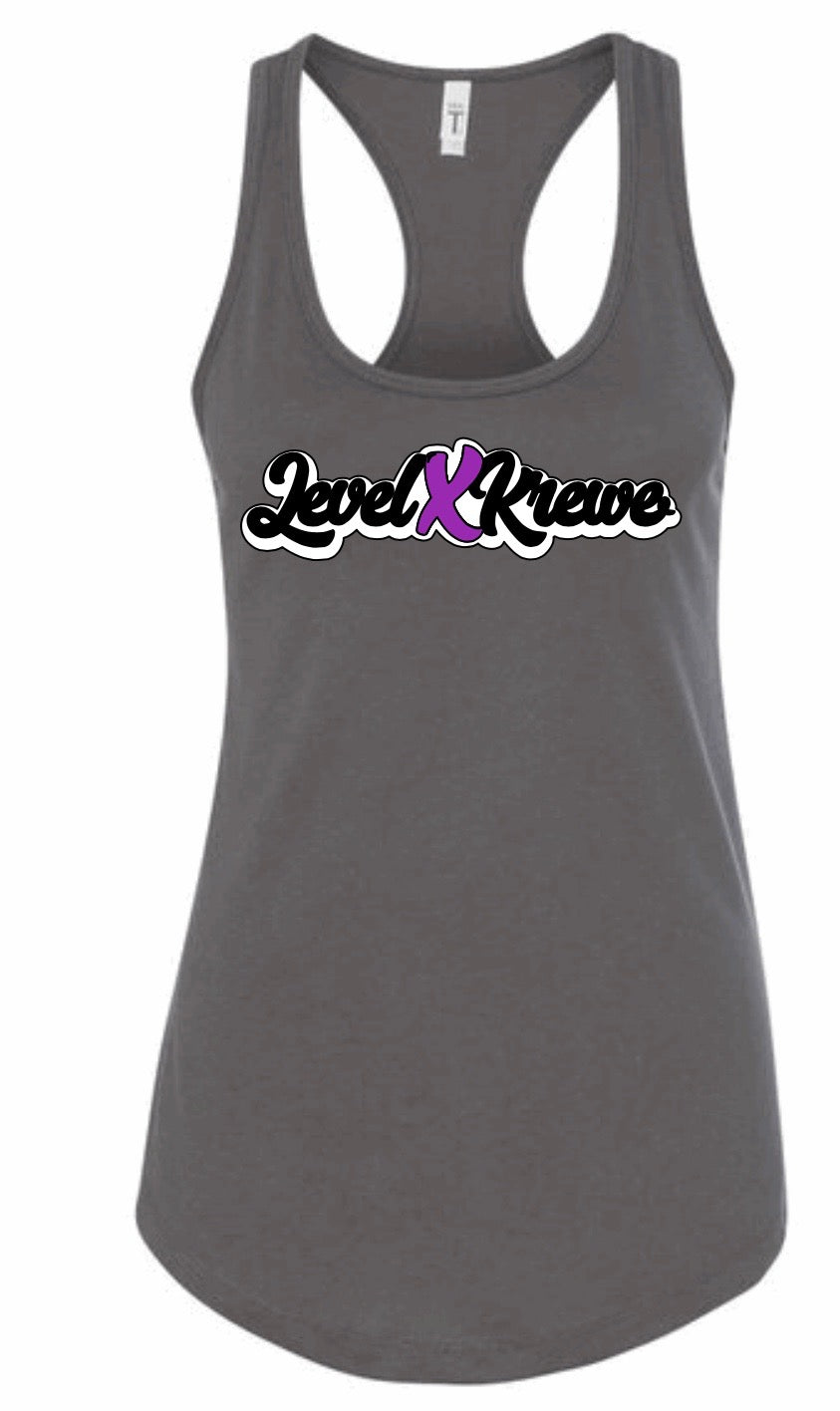Racer Back Tank- Dark Grey Style 1 (White)